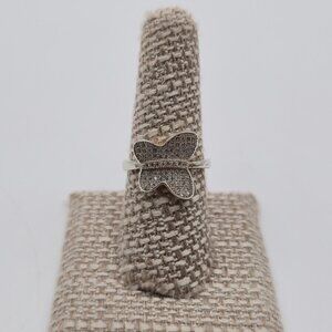 Size 8 Sterling Silver Pavement Cubic Zirconia Butterfly Ring A4034